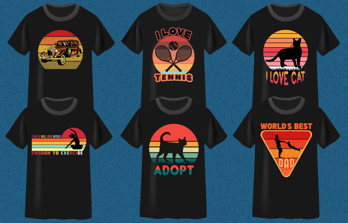 Retro Vintage Sunset for T-Shirt Design