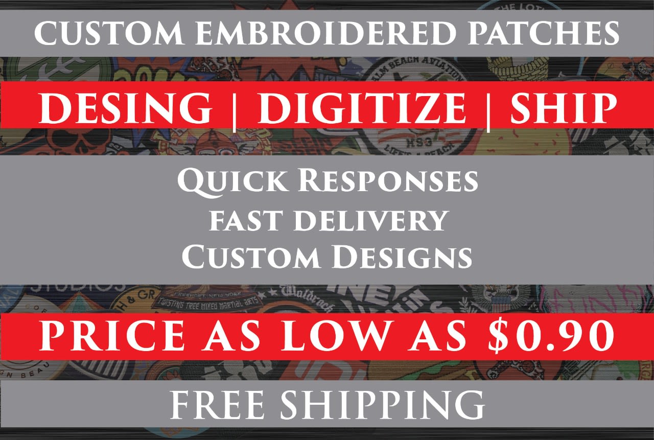 Custom Embroidery Patches, Free Shipping , Custom Iron on Patches