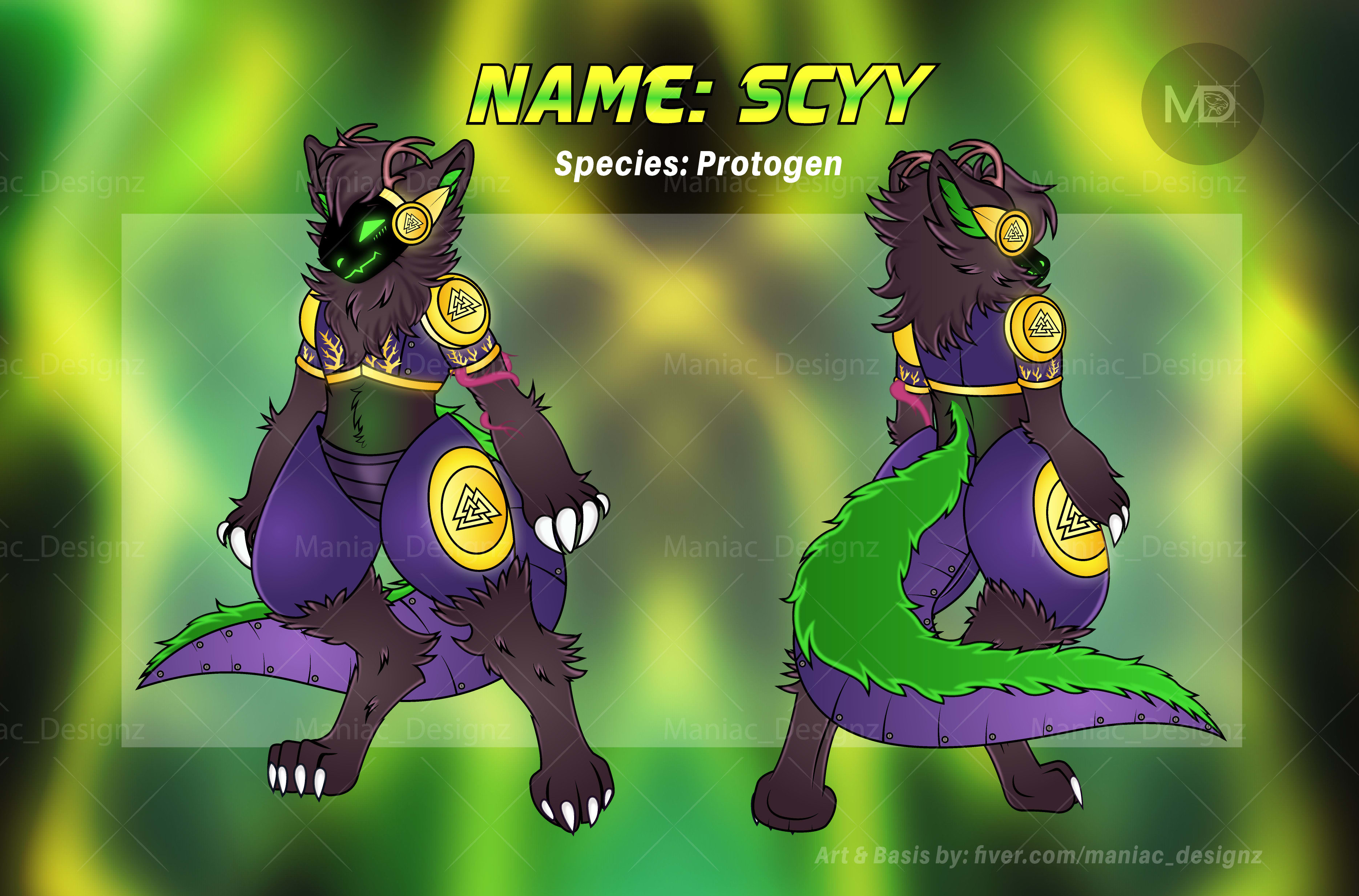 Draw custom protogen oc and furry fursona reference sheet by