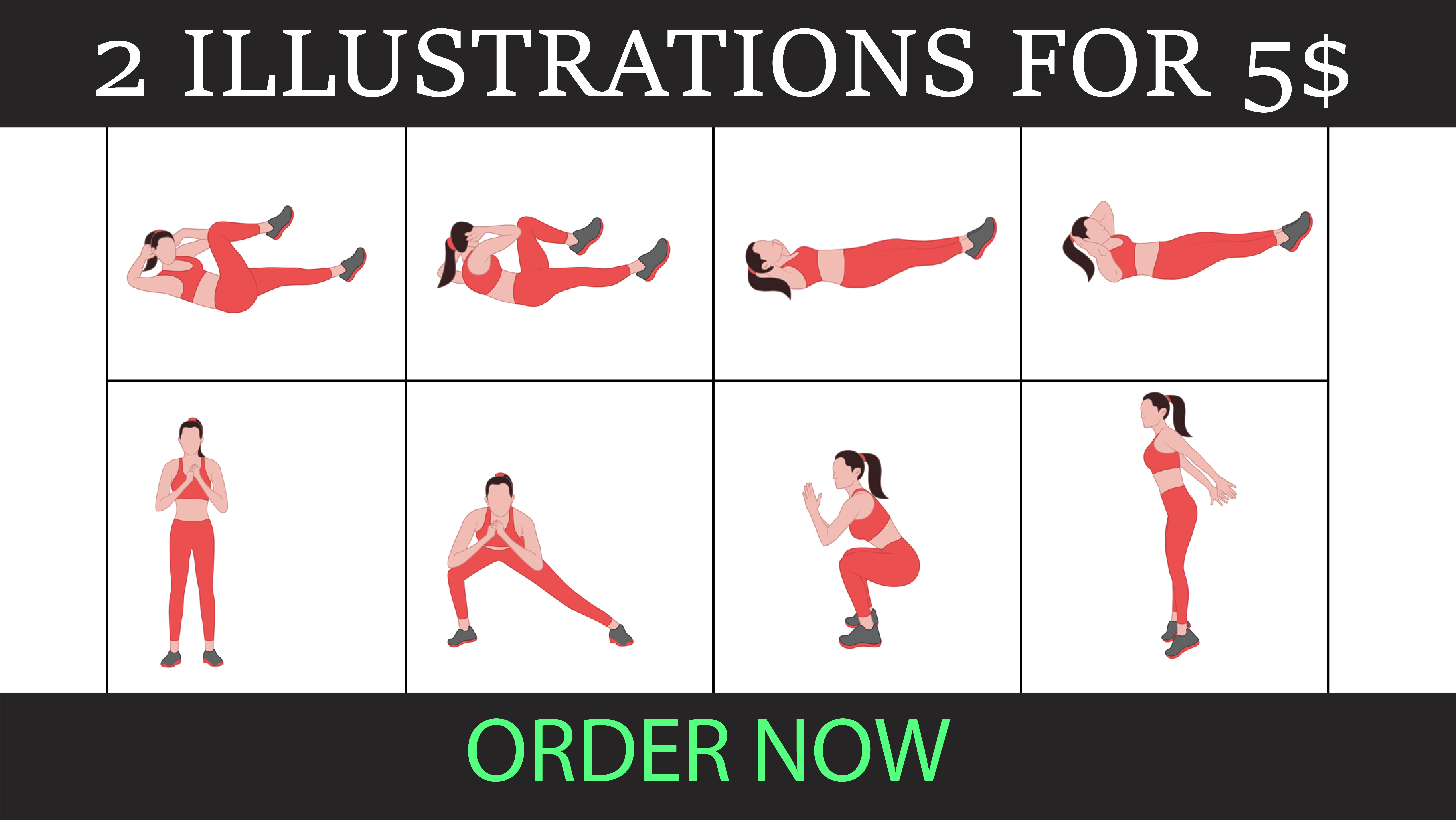 Exercise, workout, yoga, medical, etc manual illustration and gif