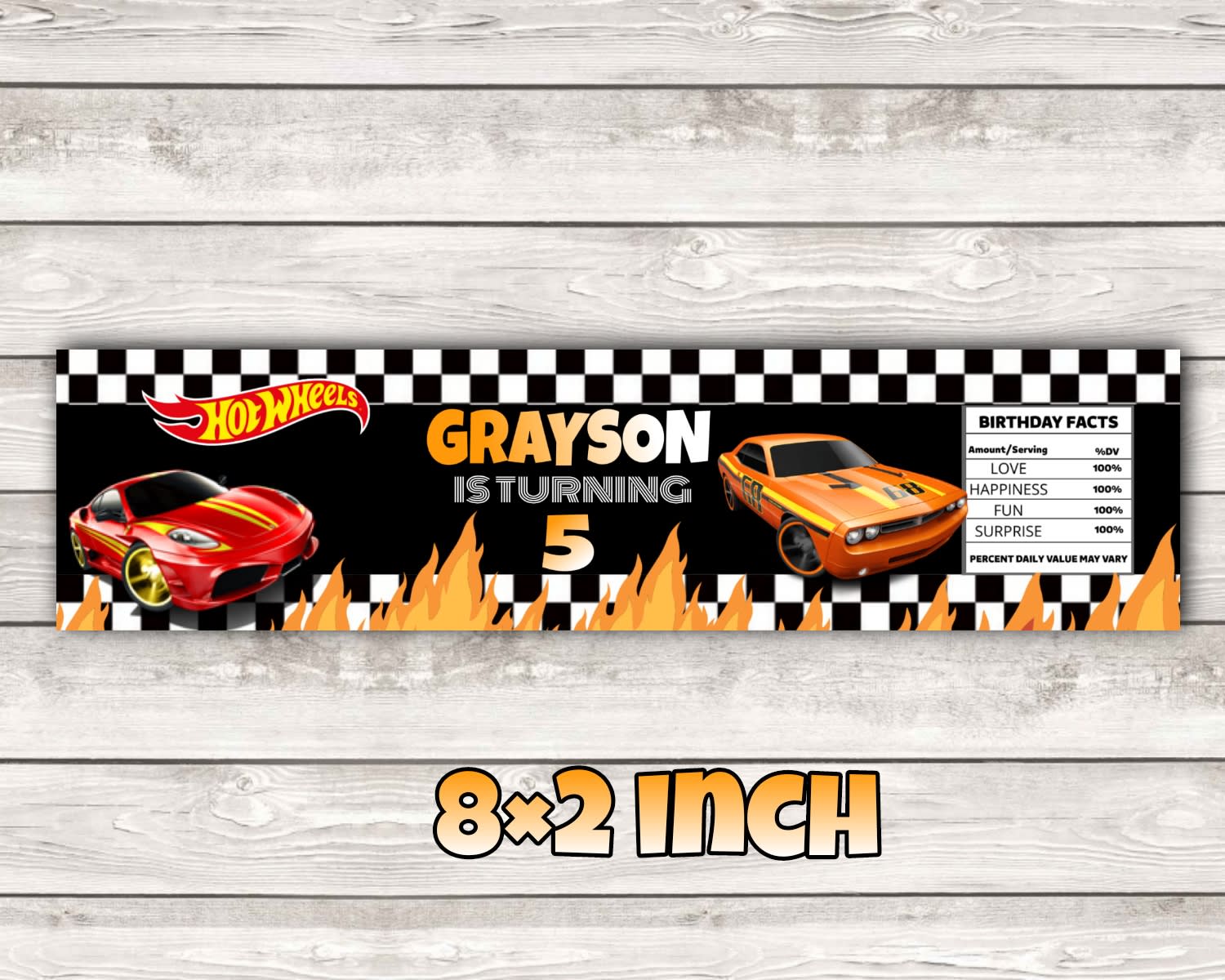 Hot Wheels Car Water Bottle Wraps Labels Birthday Labels Stickers  Personalized Kids Birthday Party Decoration