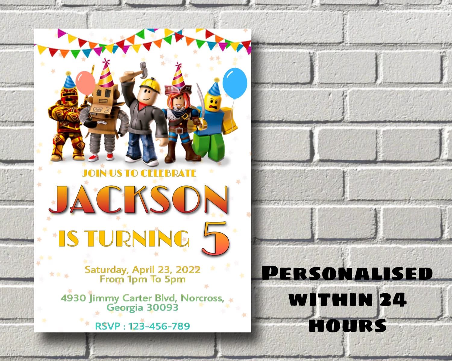 ROBLOX BOY BIRTHDAY INVITATION Template