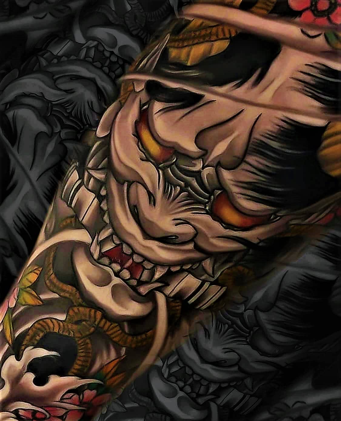 Design a japanese hannya mask tattoo for you by Mizoudesigner