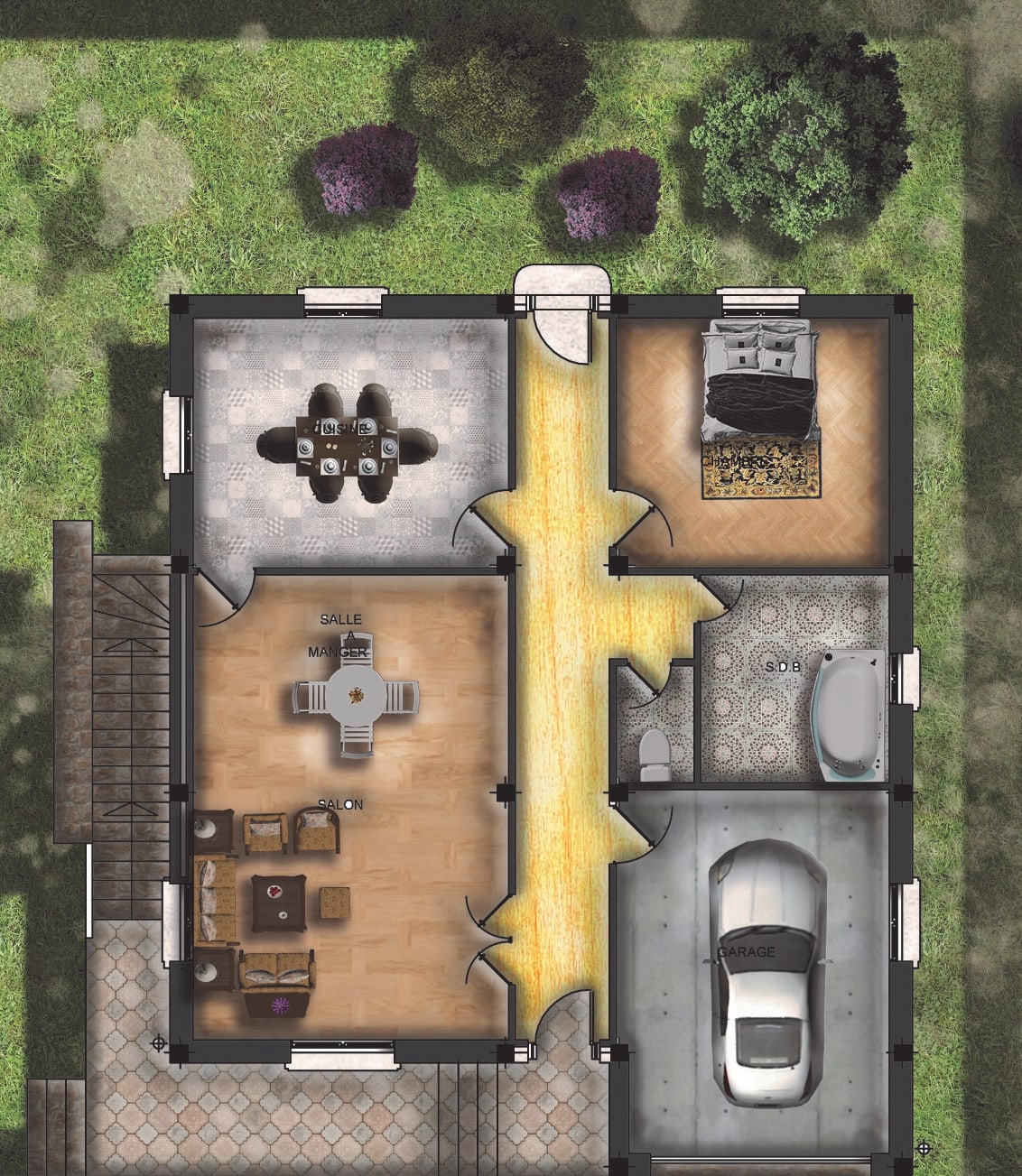 Draw architectural floor plans,and do the photoshop modeling by