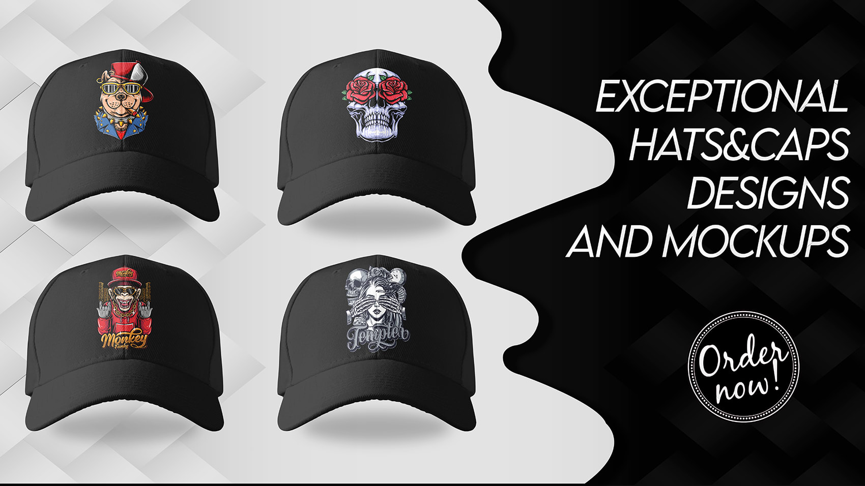 Crea design unici per cappelli ricamati e mockup