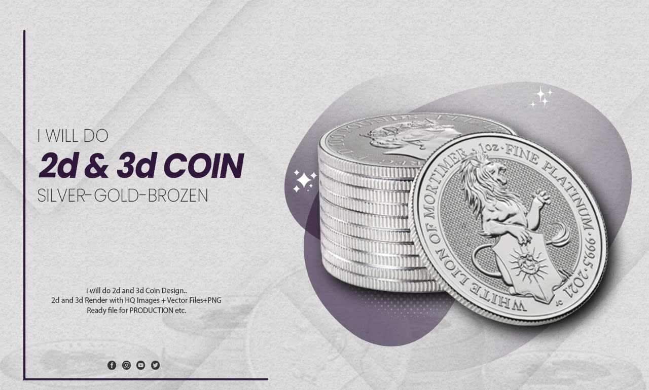 Do 2d with 3d render coin design by Manan_333 | Fiverr