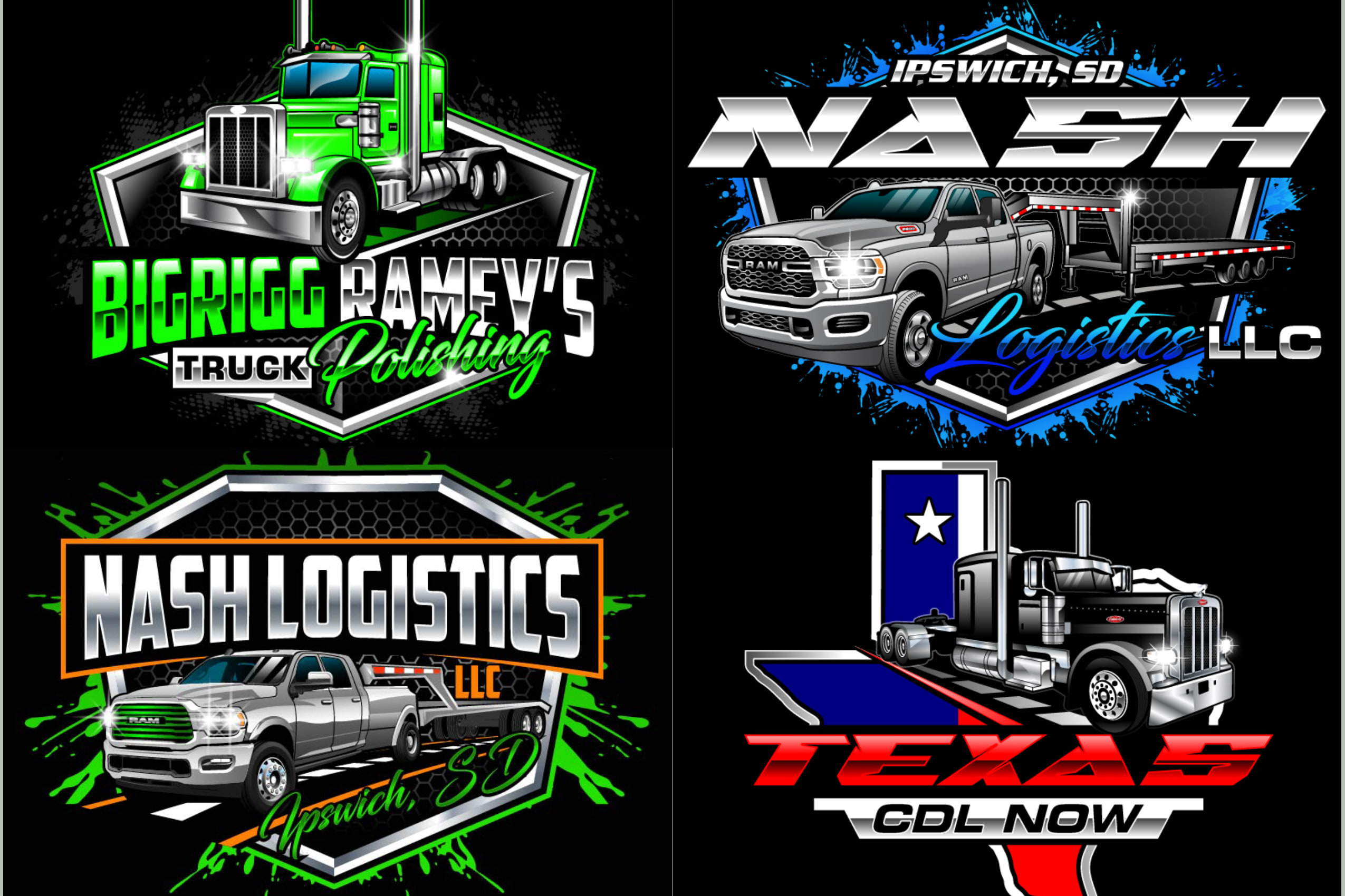 design dispatching, trucking, transport, logistic and auto detailing logo