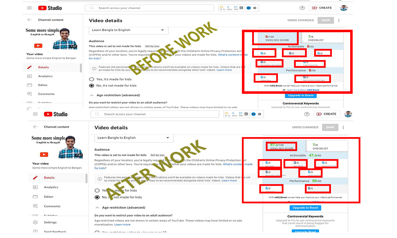 Do video seo for top ranking by vidiq and tubebuddy by
