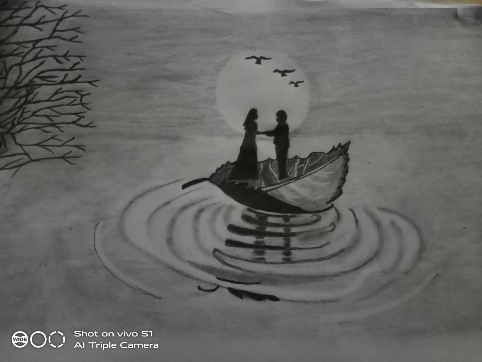 Draw pencil sketches of landscape, romantic, couples, scenery