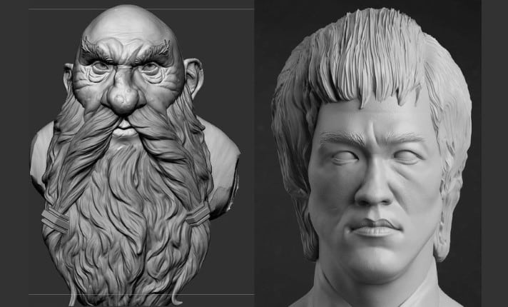 sculpter une tête 3D stylisée visage 3D buste 3D modèle de tête 3D réaliste