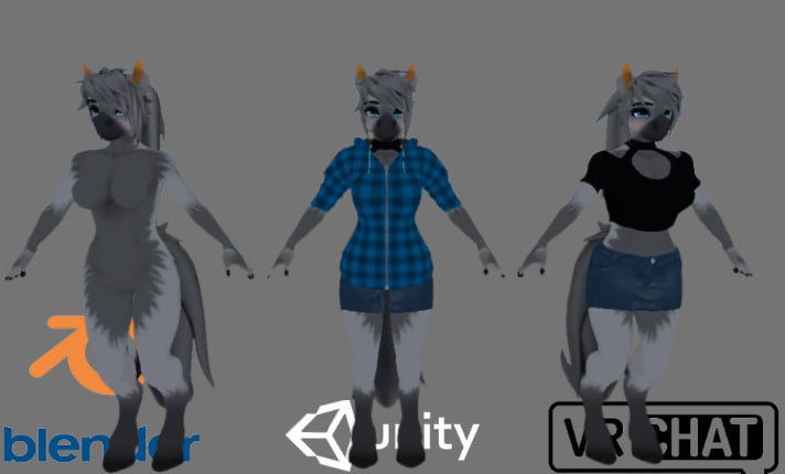 Just finished my 3rd VRChat model from scratch! (@sh_4rk on twitter) :  r/furry