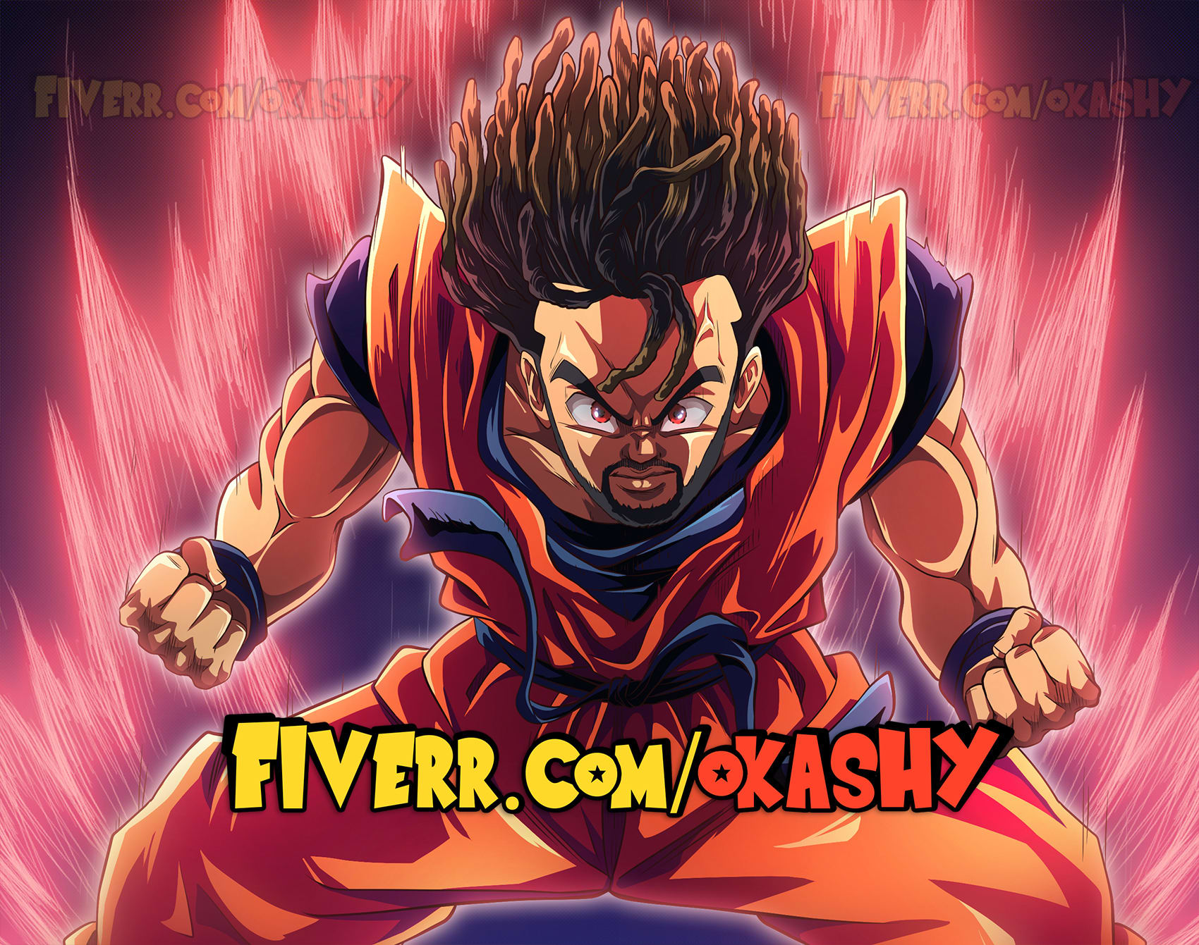 Draw you in dragon ball anime manga style , pro by Okashy