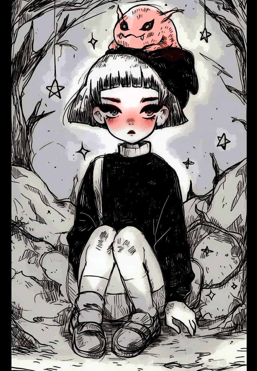 Draw your creepy cute goth by Nomekoz | Fiverr