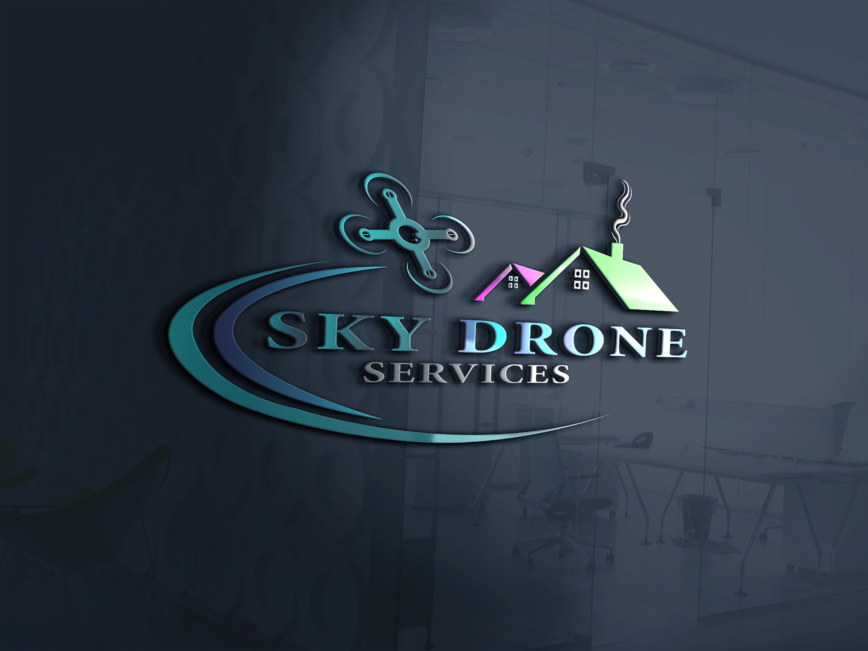 create drone photography, camera, minimalist logo design