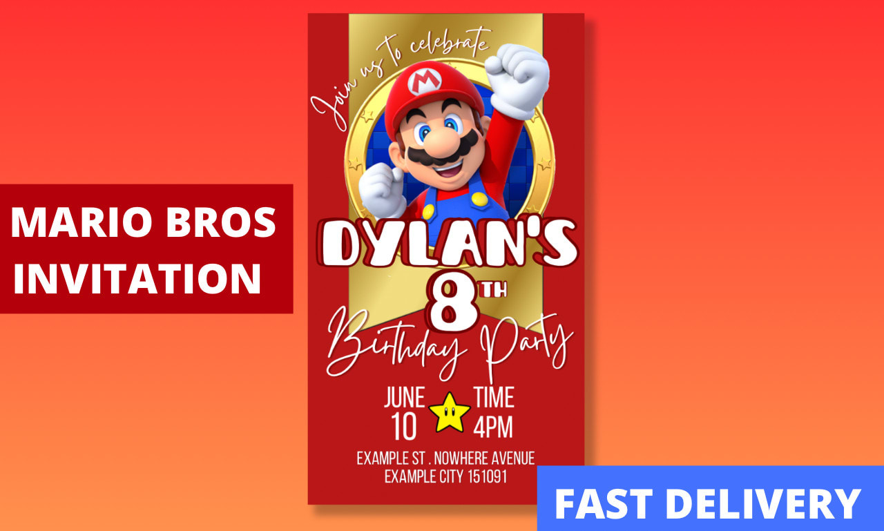 Invitation Mario Bros Invitation anniversaire Mario Bros Fête