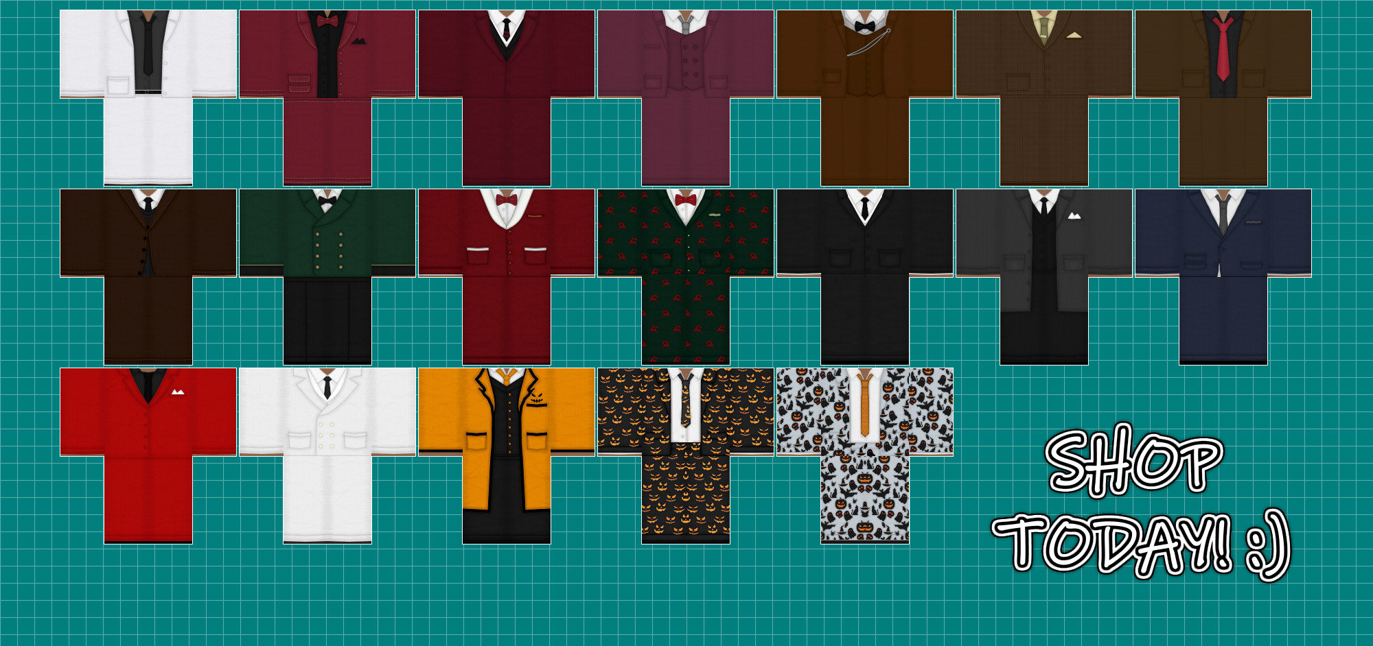 Send you 70 roblox clothing templates suits and ties by Robloxdesignss