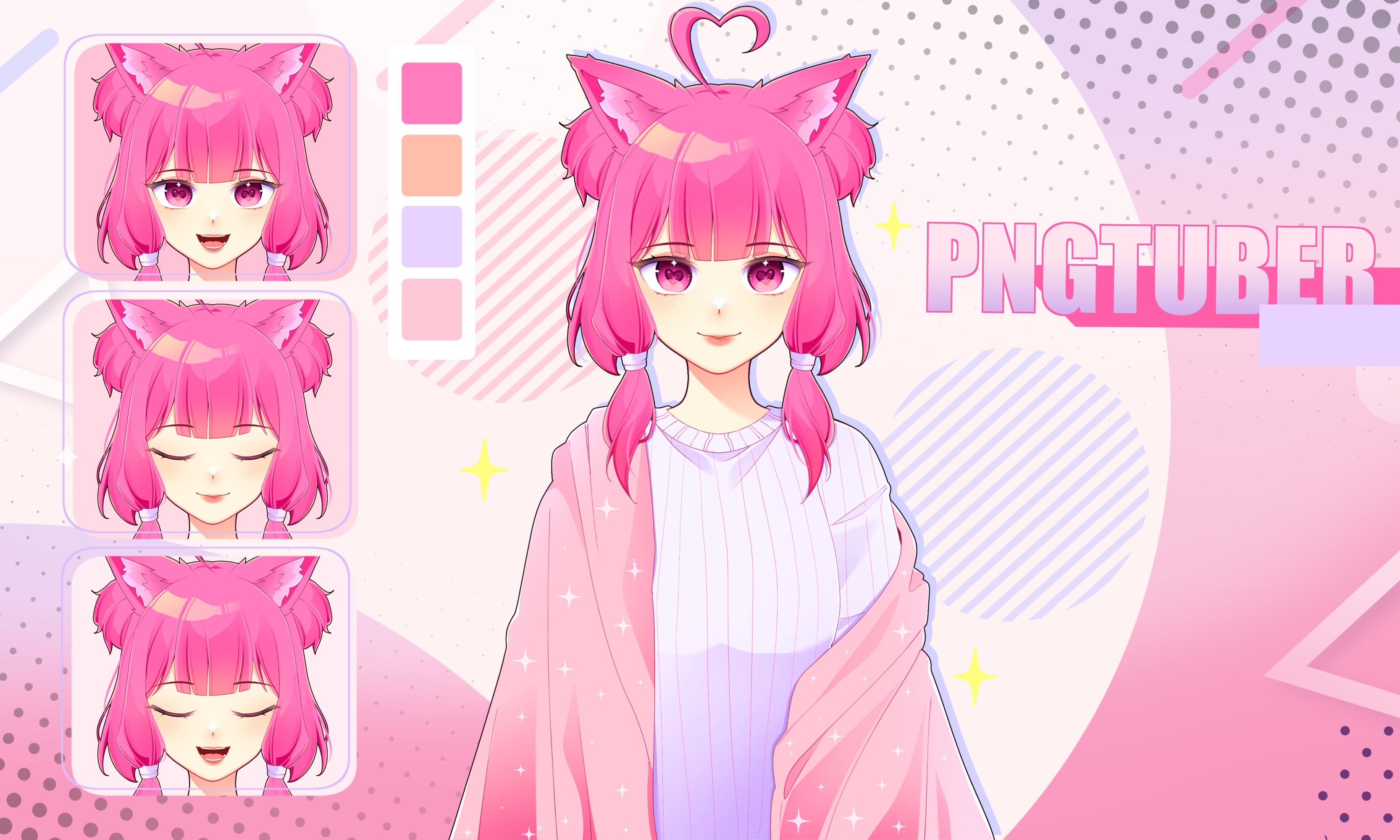 Draw custom character pngtuber, avatar in anime vtuber style for your stream  by Nekkonimestore | Fiverr