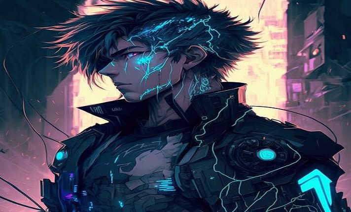 Create cyberpunk characters in cartoon, anime or comic style by
