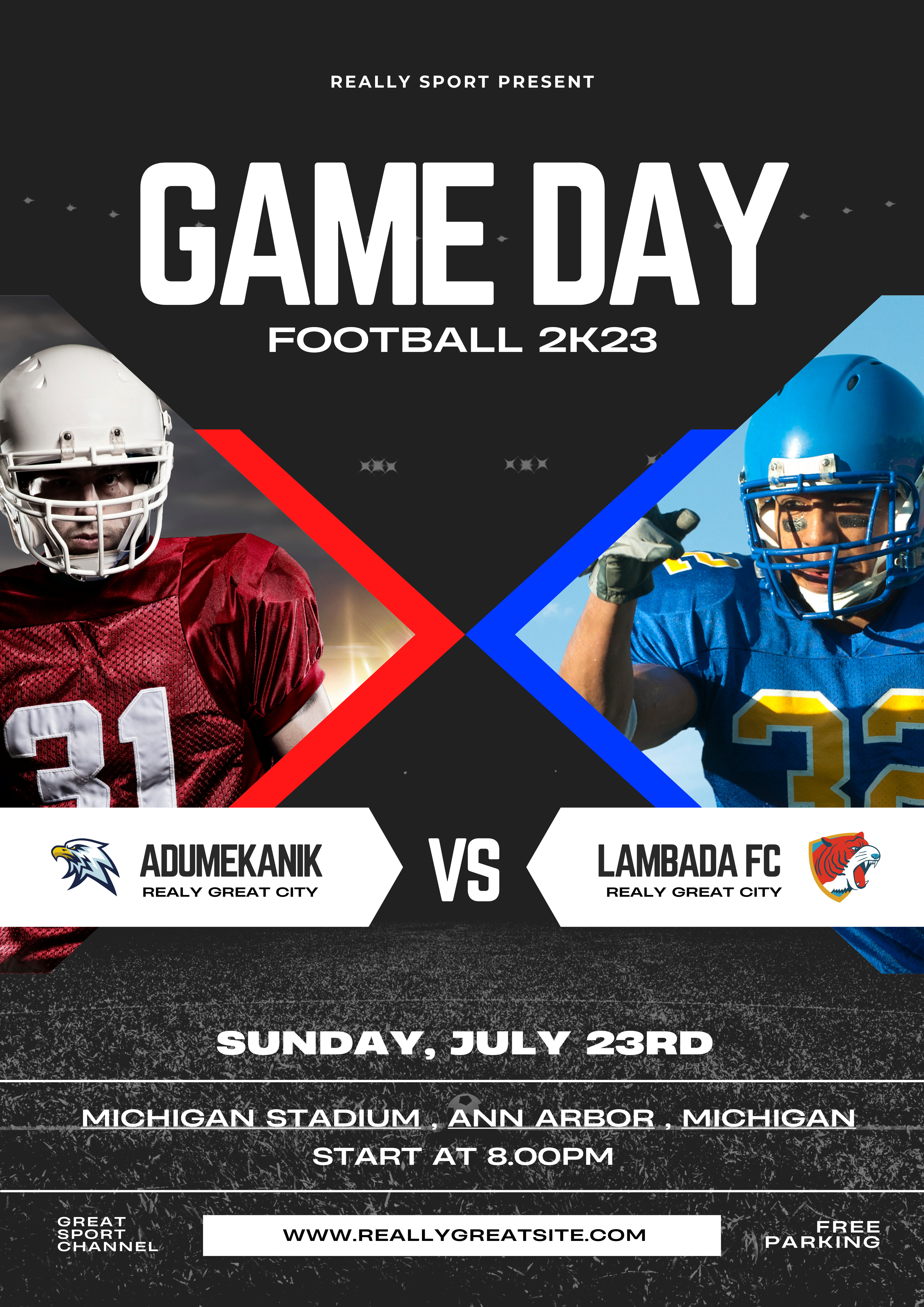 Premium PSD  American football 2k23 flyer social media template