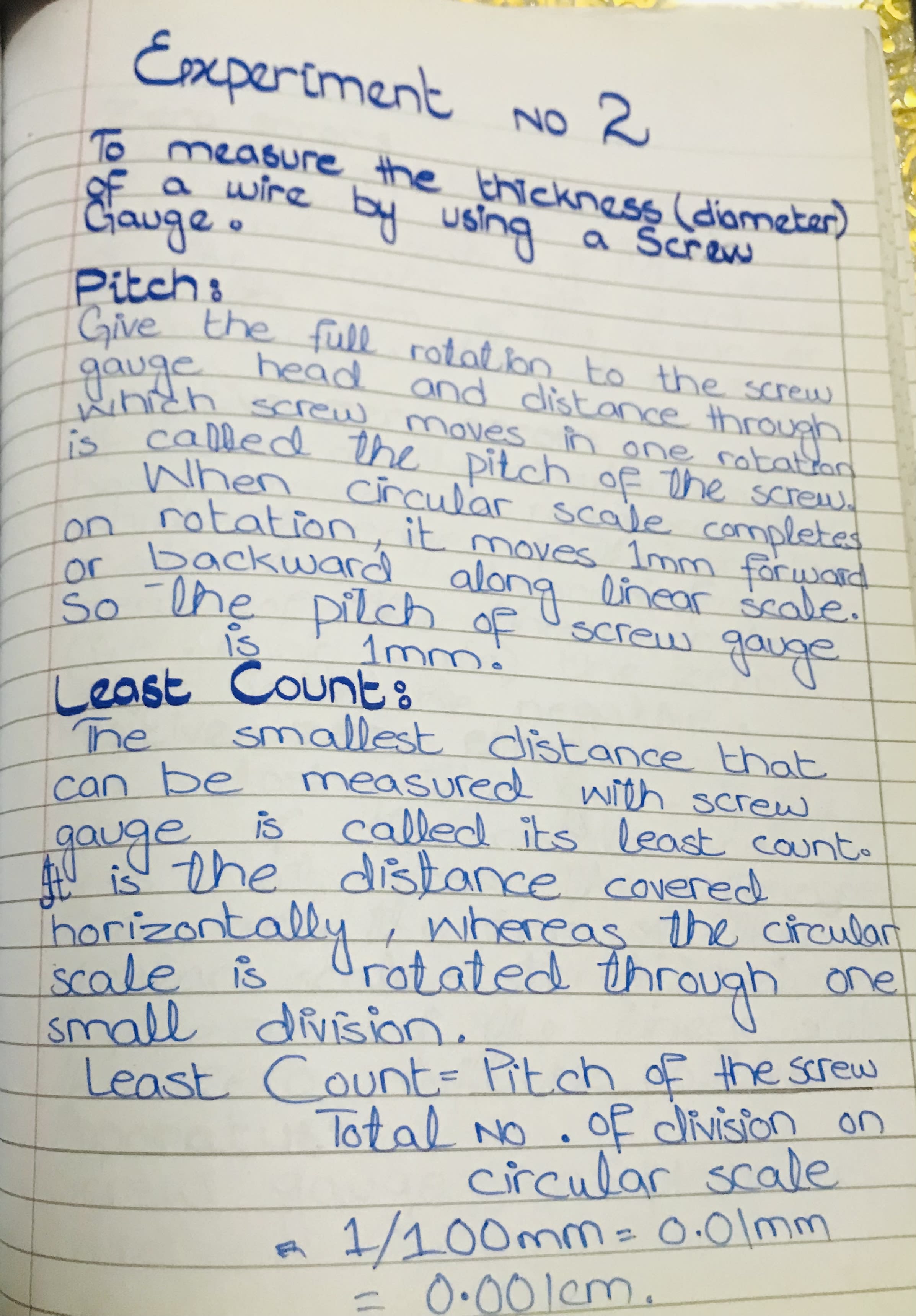 how to do screw gauge experiment