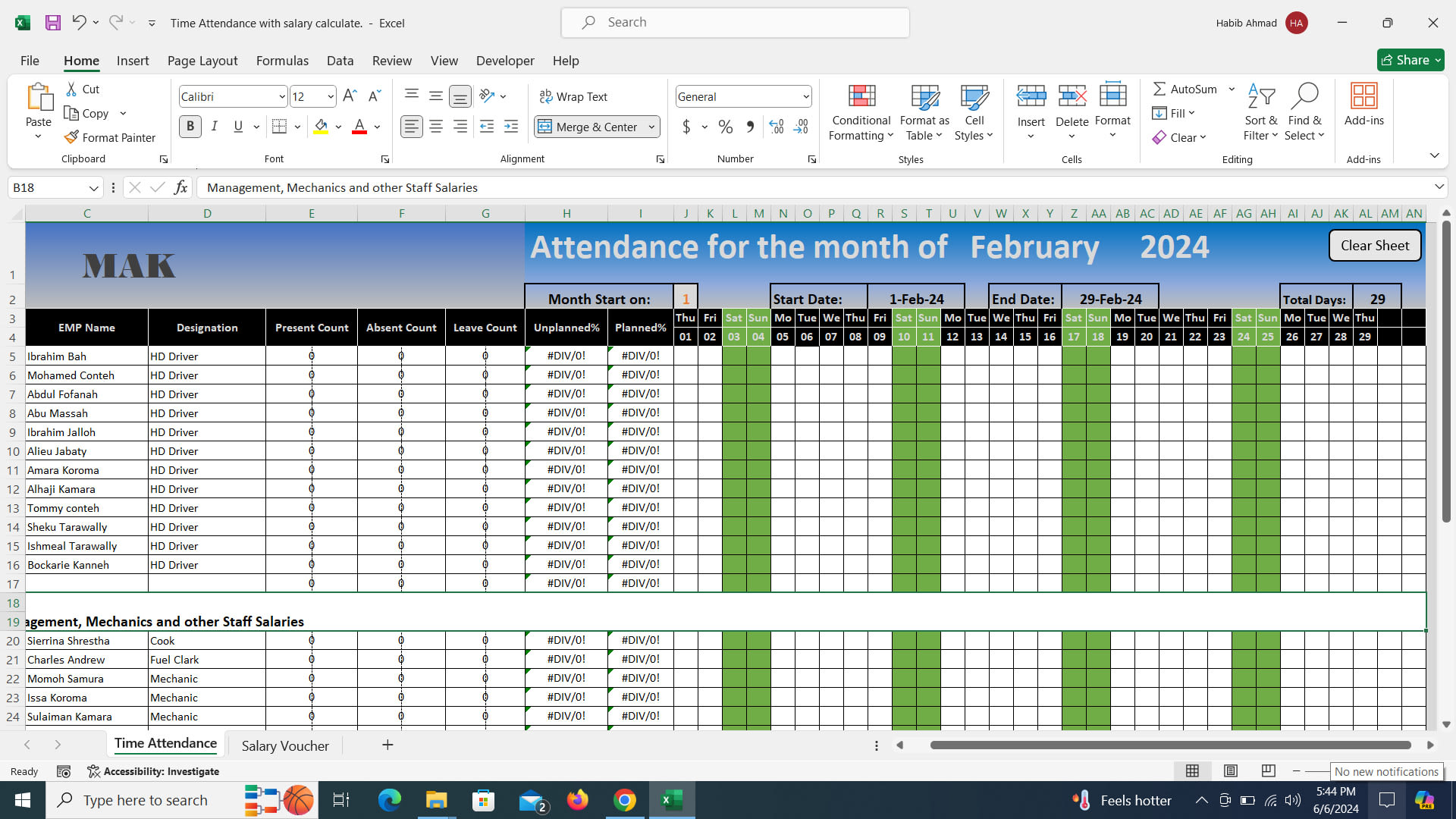 Attendance Sheet In Excel With Salary