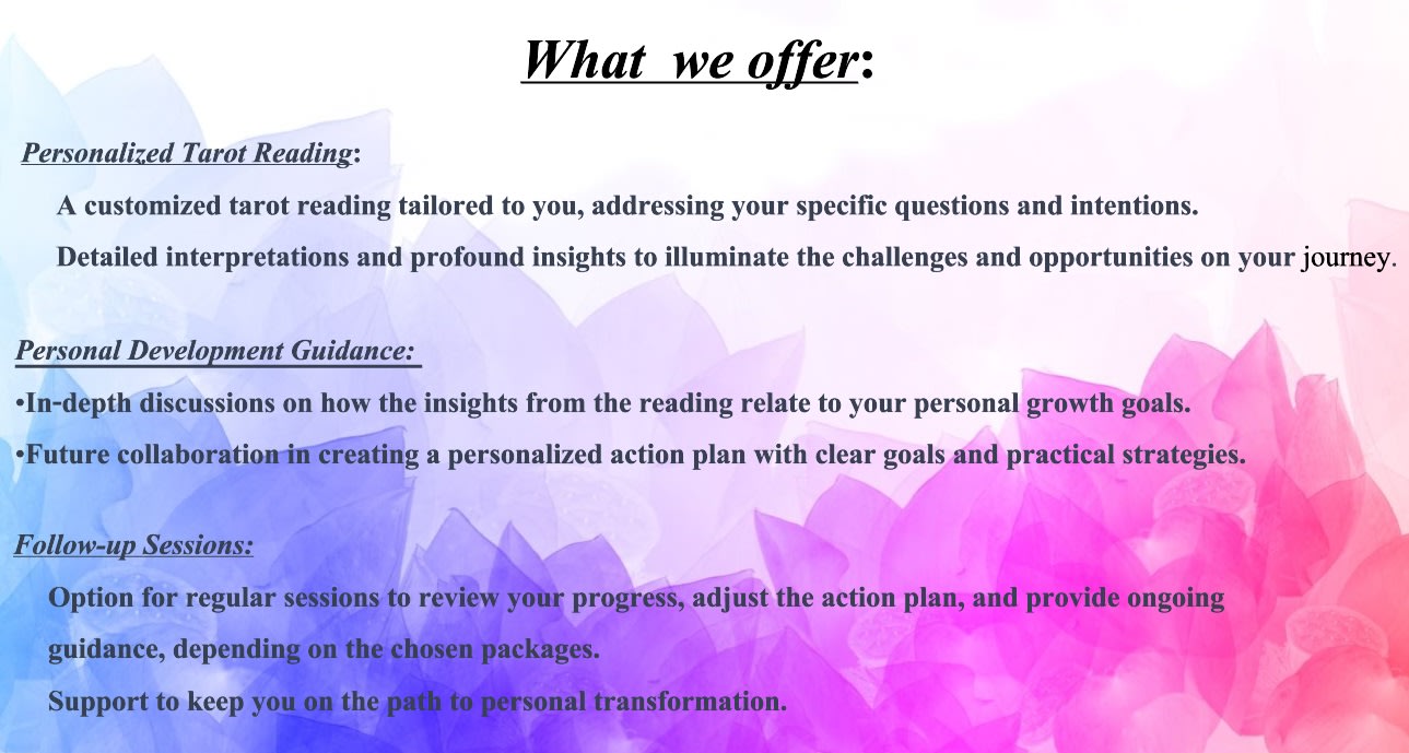Provide tarot readings and personal development guidance by 