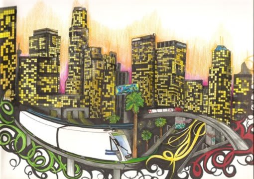 Write Your Name In Graffiti Style Custom On Los Angeles Scenery Drawing By Alfredo,Minimalist Aesthetic Artsy Aesthetic Instagram Profile Picture