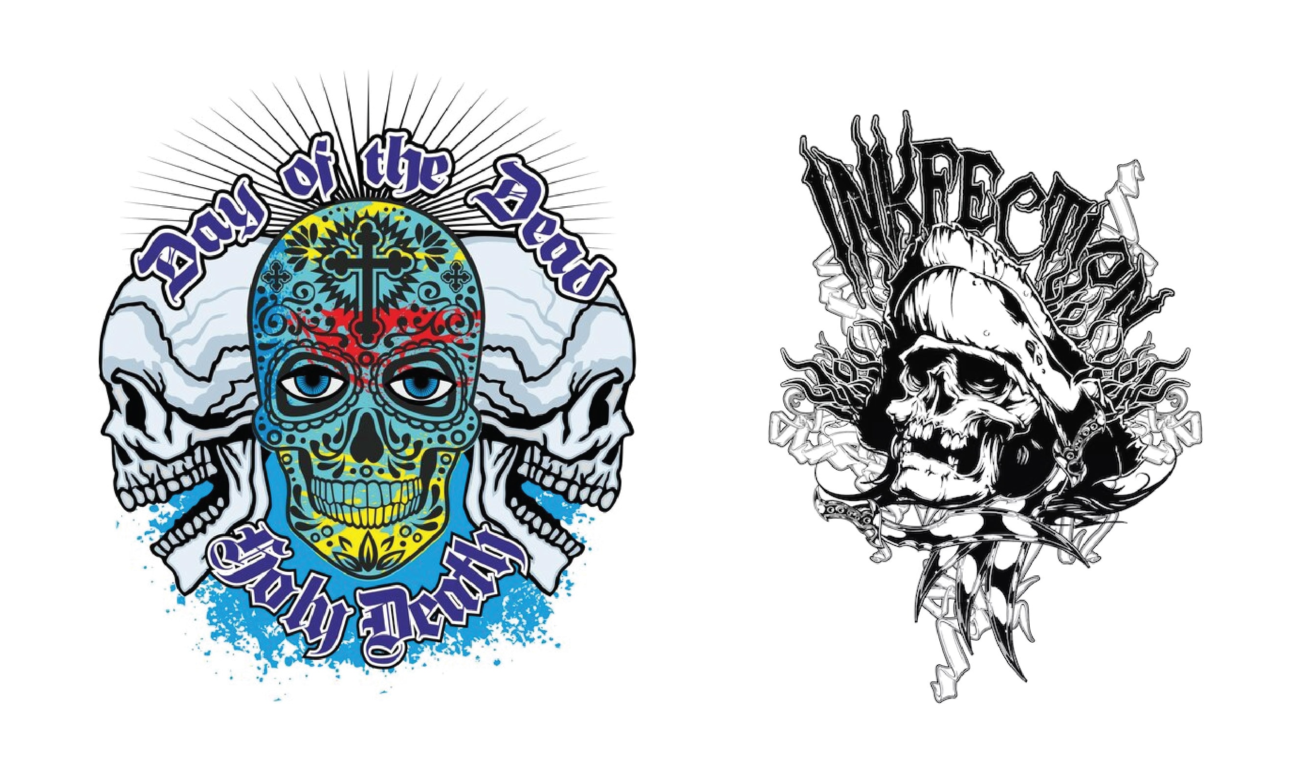 make custom tattoo skull graffiti logo, image size:2667x1602