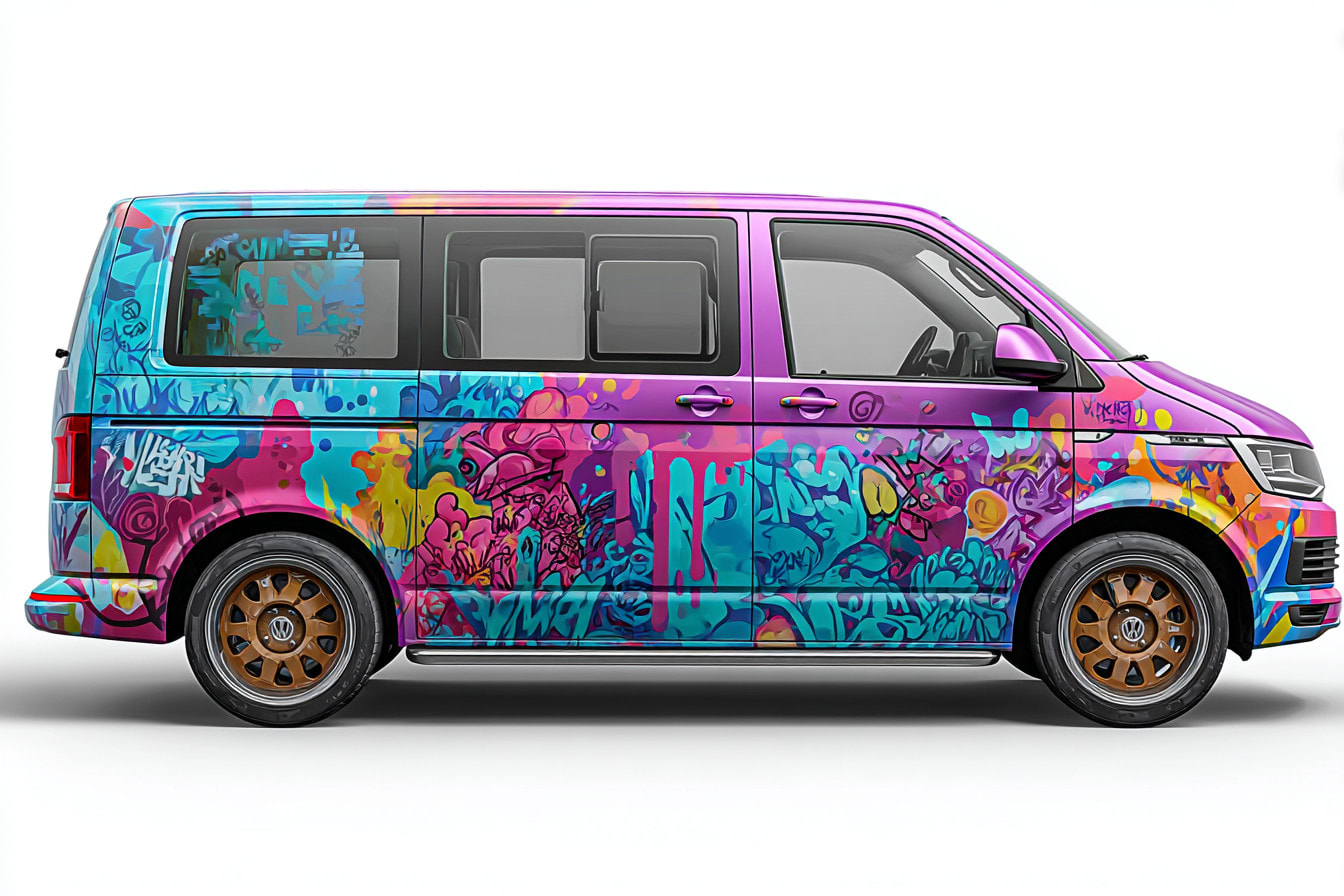 Teken auto wrap ontwerp, voertuig wrap ontwerp, bestelwagen wrap ontwerp