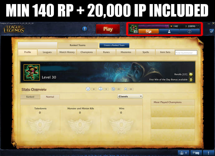 Sell euw unranked level 30 lol accounts 20k 30k ip by Mexicantroll