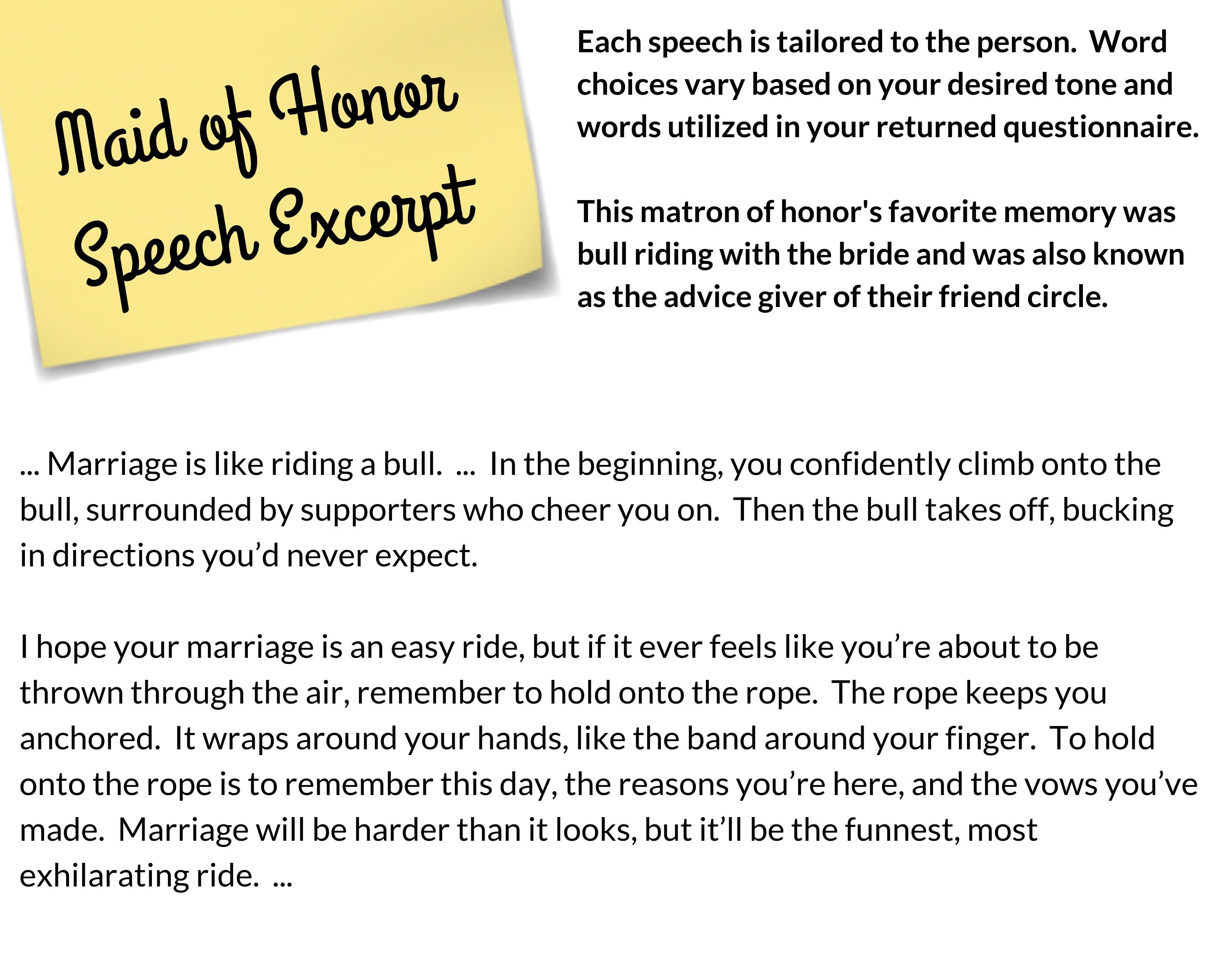 write a 400 word maid of honor speech to save you time and stress