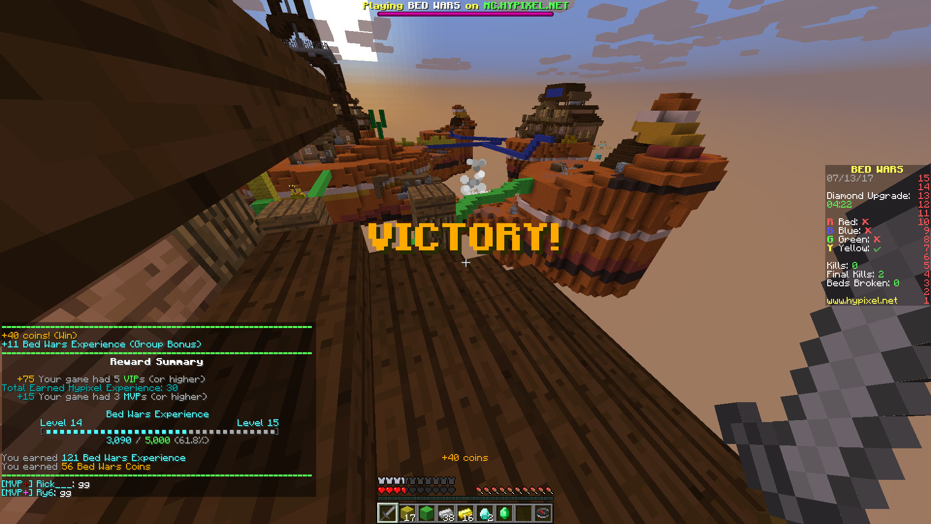 Minecraft Bed Wars VICTORY!! Yeah!  How to play minecraft, Minecraft bed,  Play beds