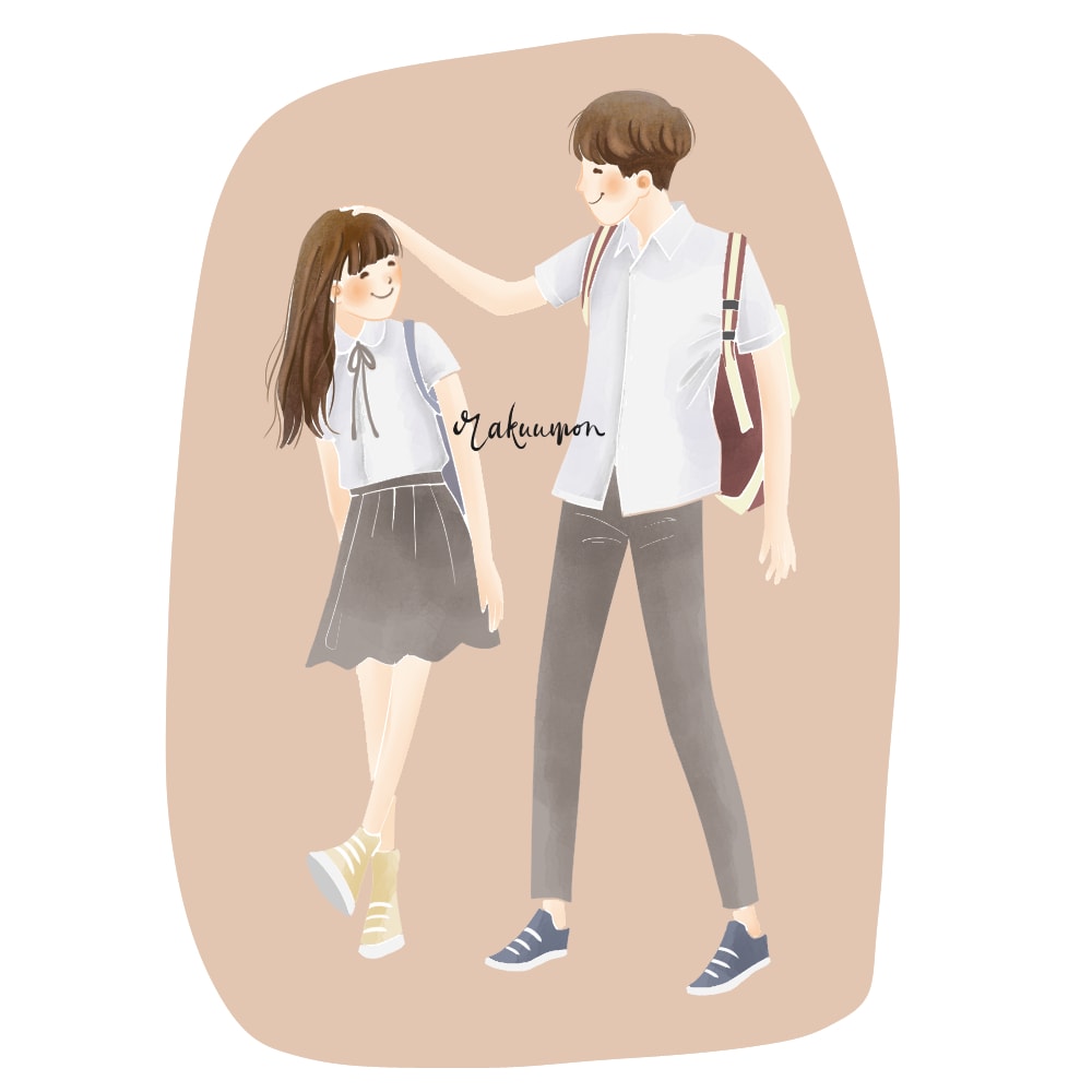 Draw couple or family with simple cute cartoon style by Rakuumon | Fiverr