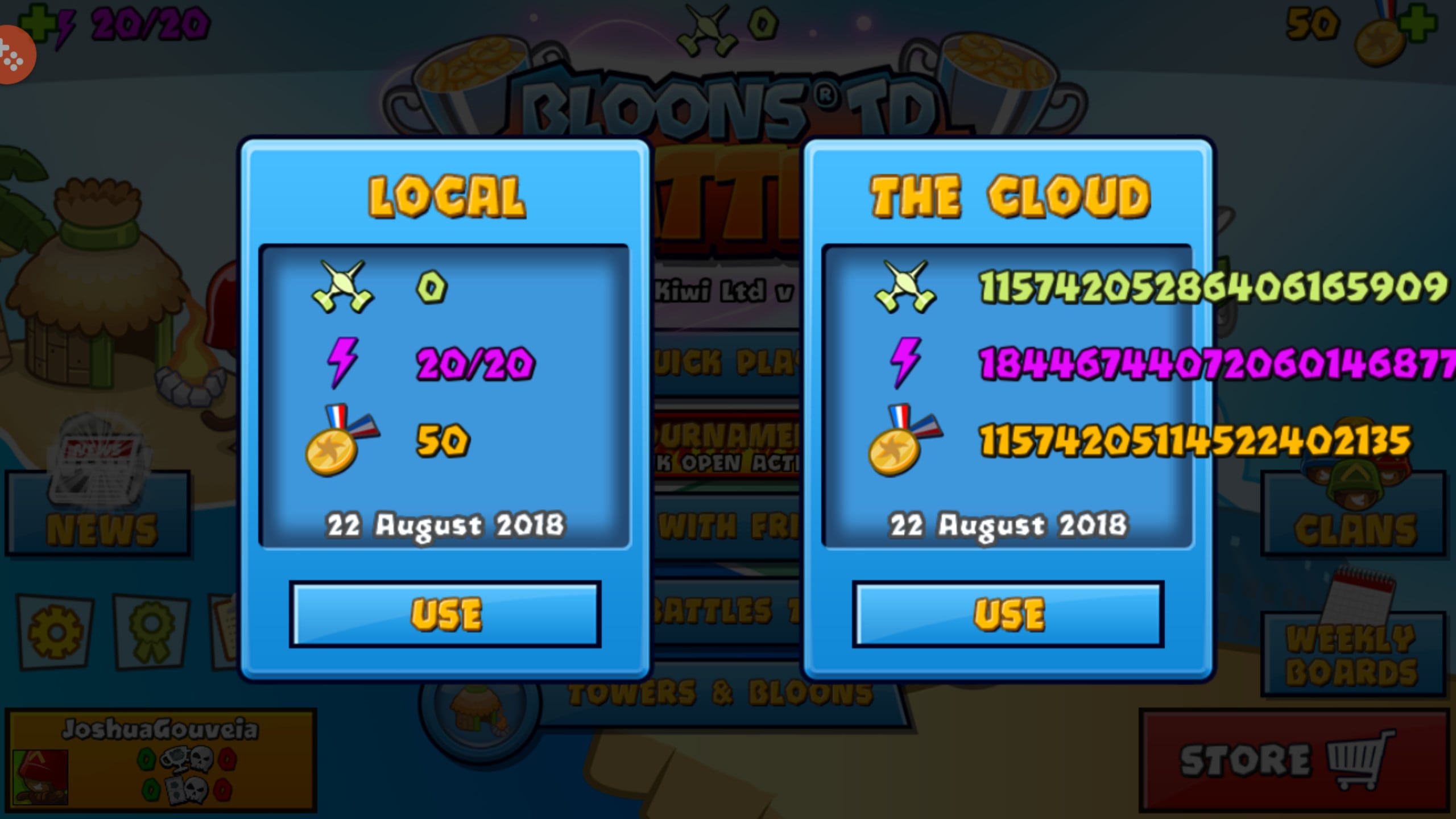 bloons td battles pc login with ios acount
