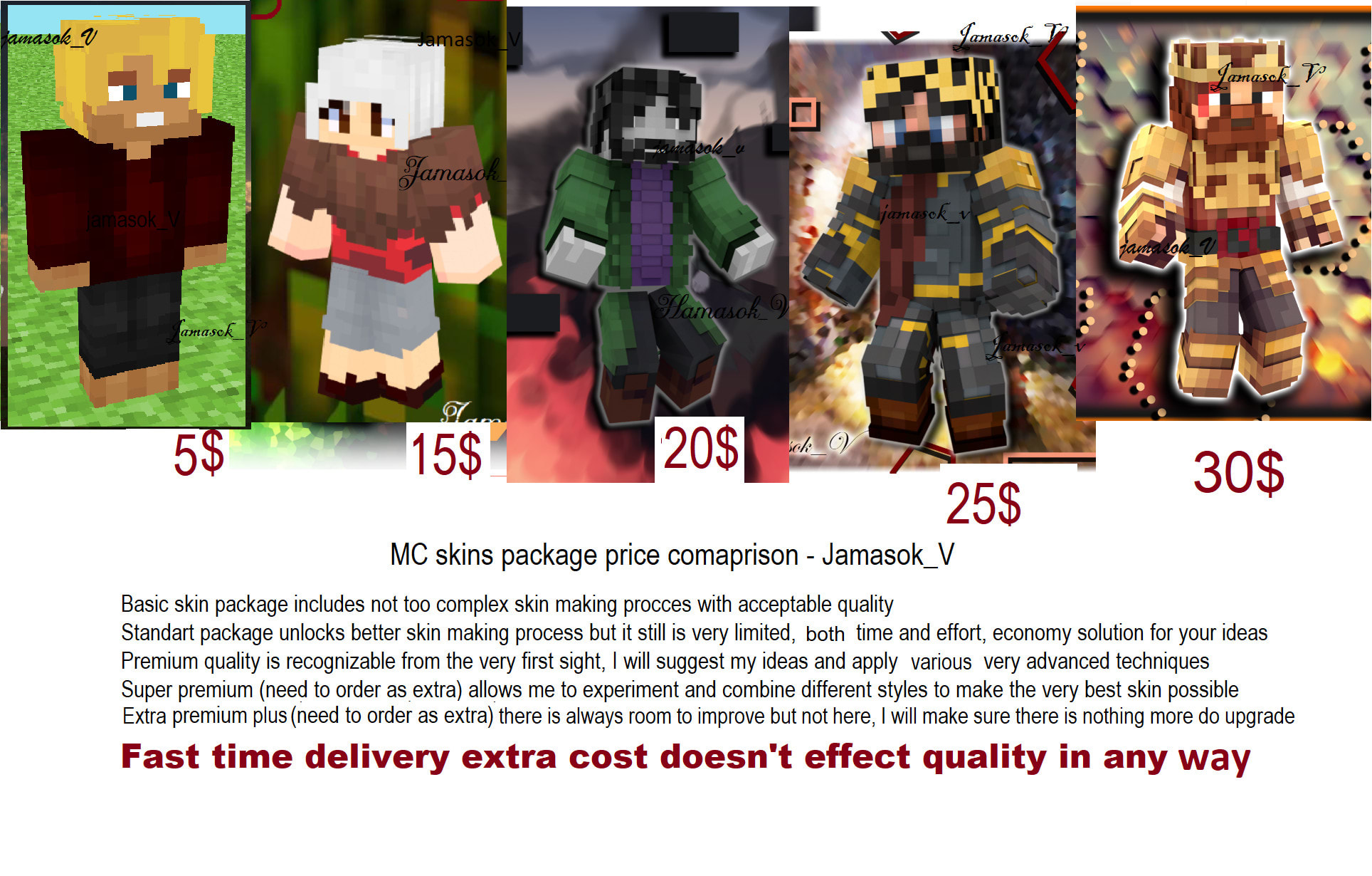 Make you the best custom minecraft skin for low price by Avethea