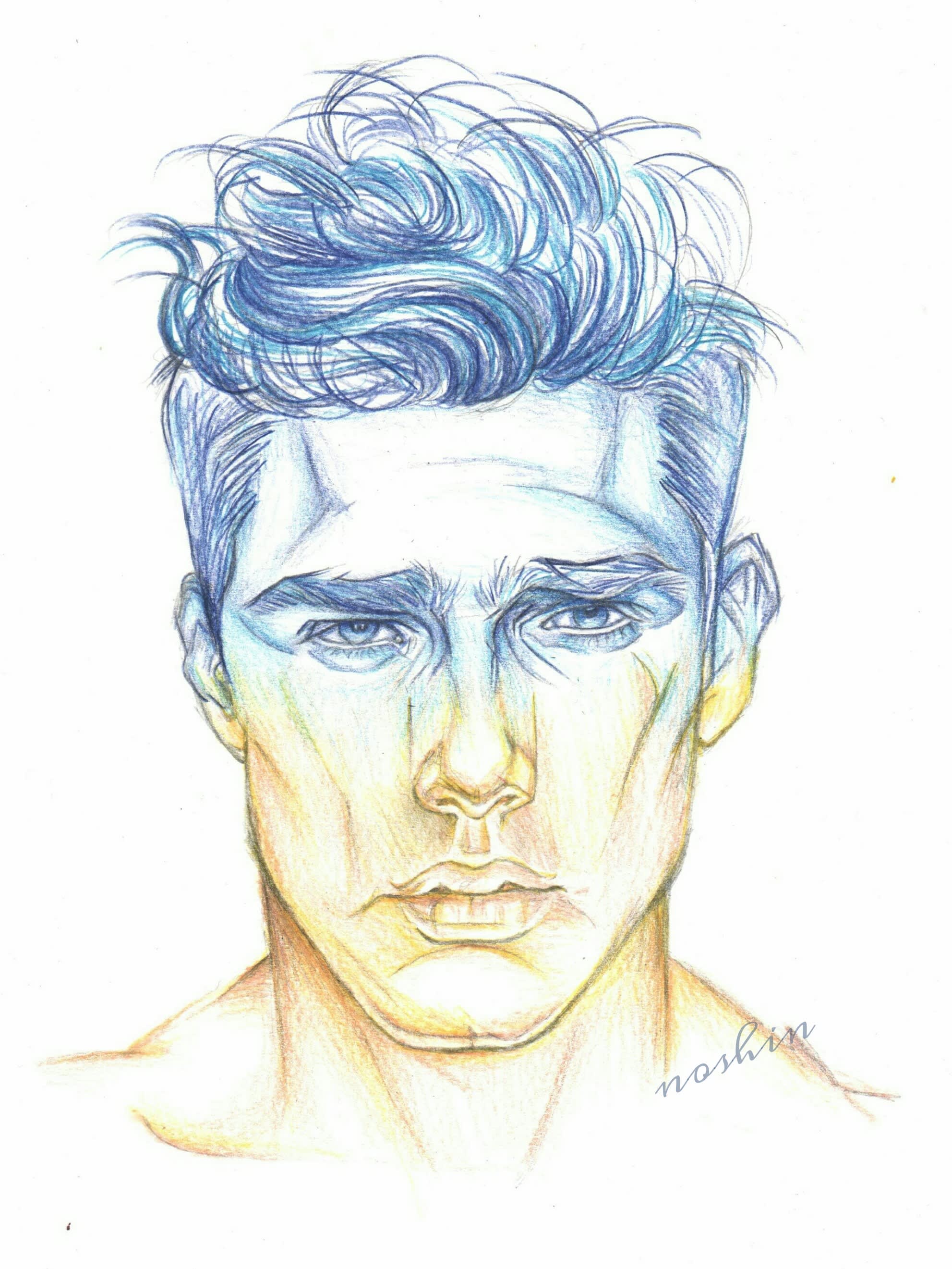 Draw beautiful sketch with two colour pencil by Noshinbukhari Fiverr