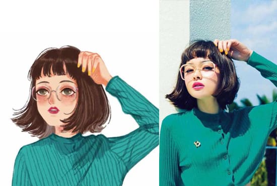 Draw cute couple or idol portrait avatar by Trigram36 Fiverr