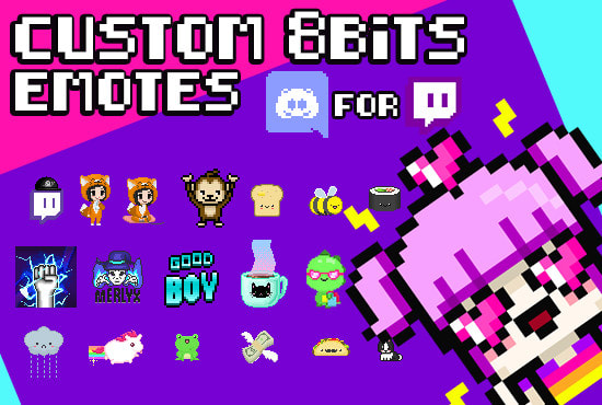 Make Custom 8bit Pixel Art Twitch Discord Badges And Emotes By Coliflornina Fiverr