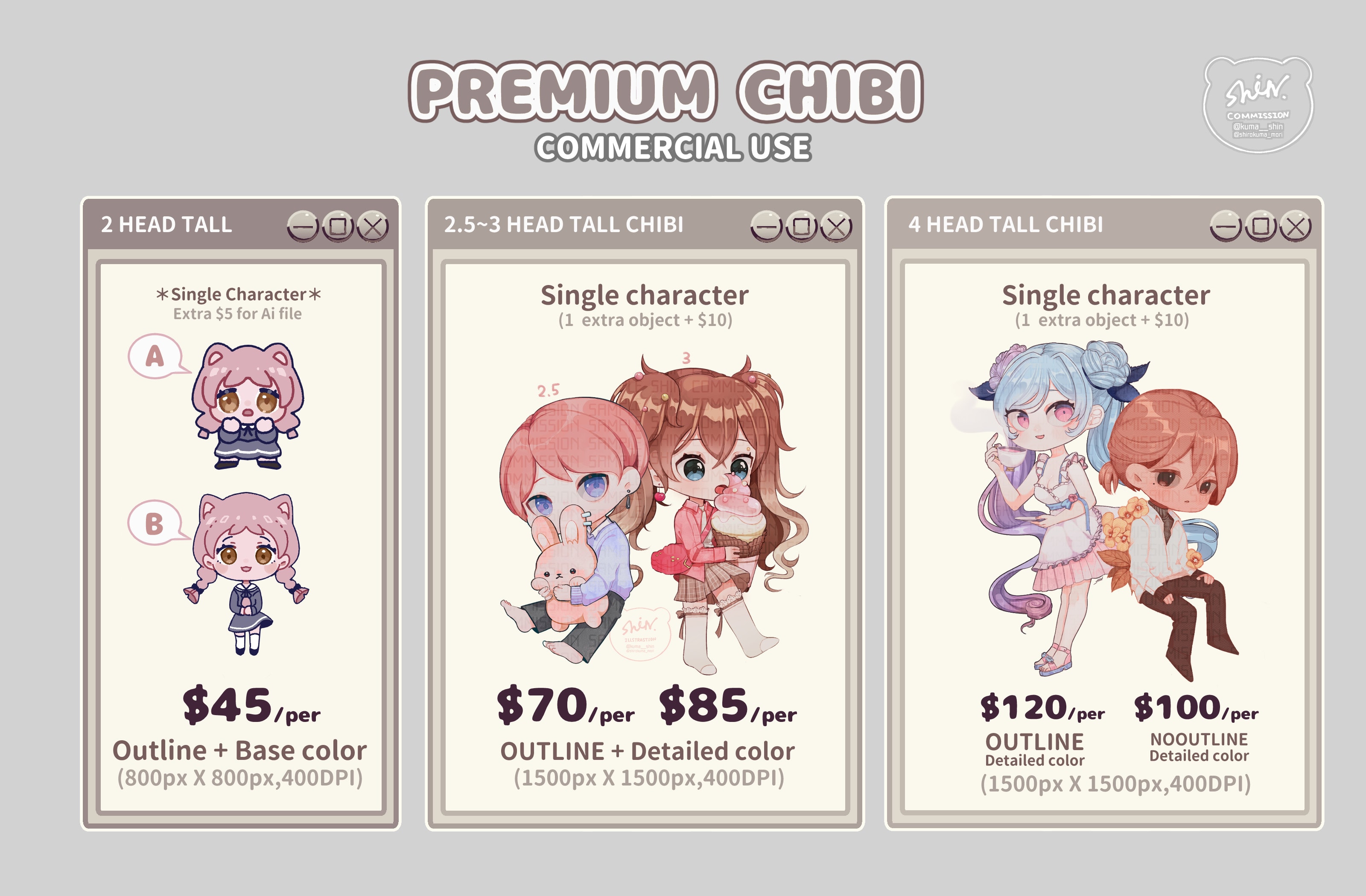 Draw cute chibi illustration for you by Kumashin | Fiverr