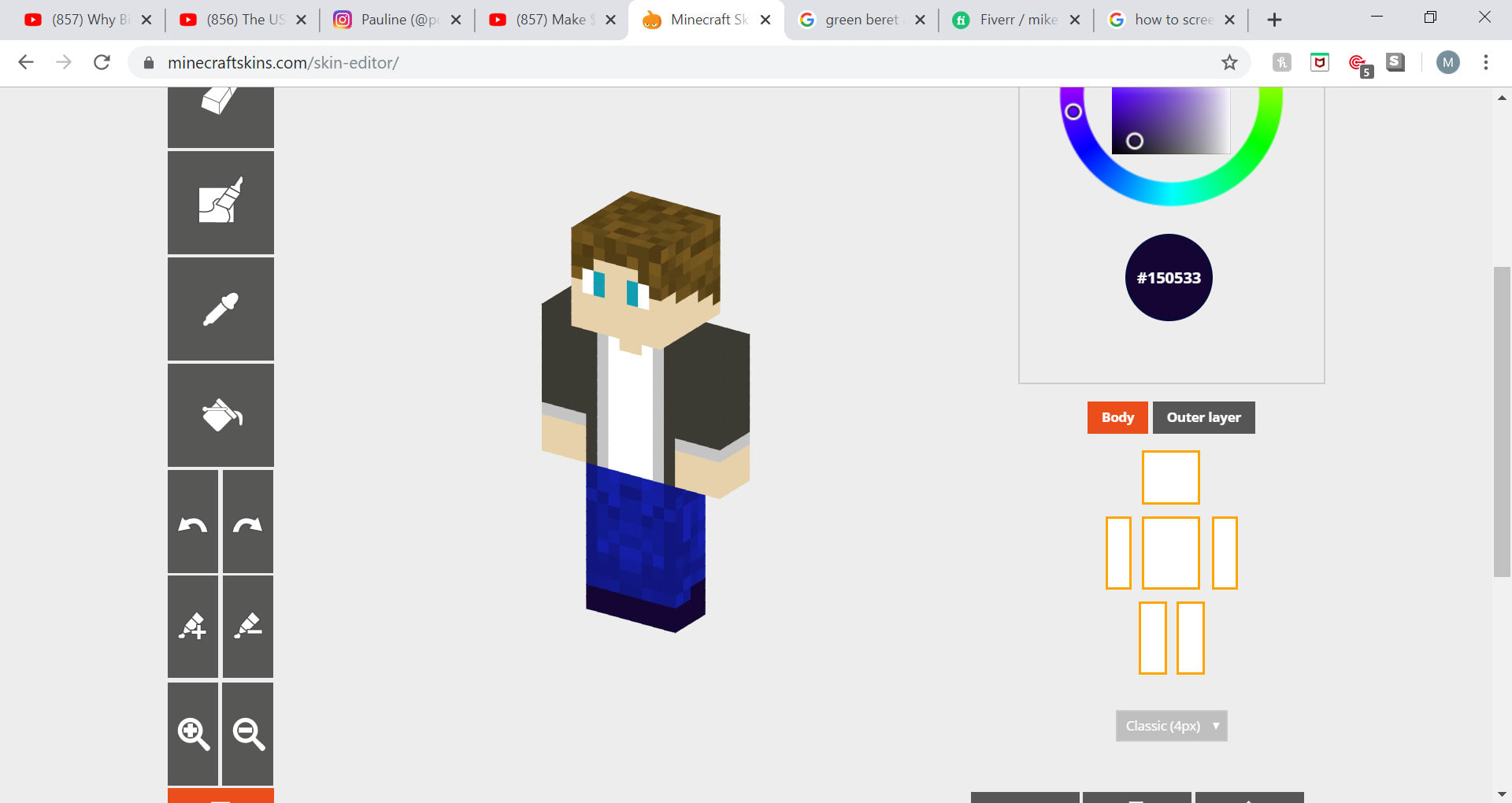 dream is my favorite minecraft, the application is called skin editor