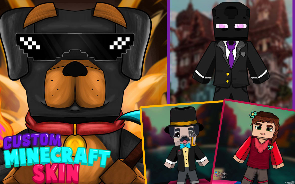 Turn your minecraft skin, roblox avatar, into a drawing by Febaart