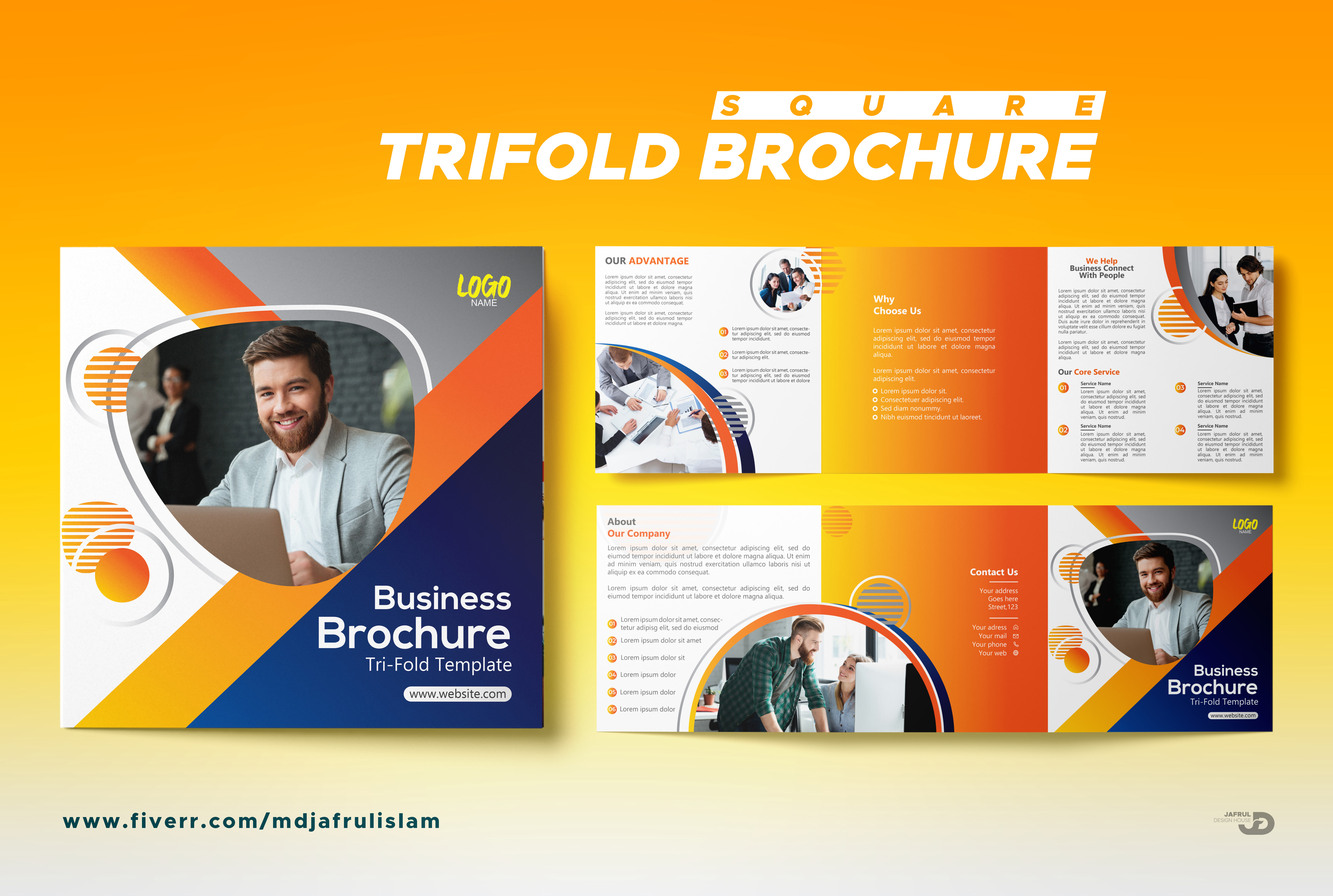 Design modern professional square trifold brochure by
