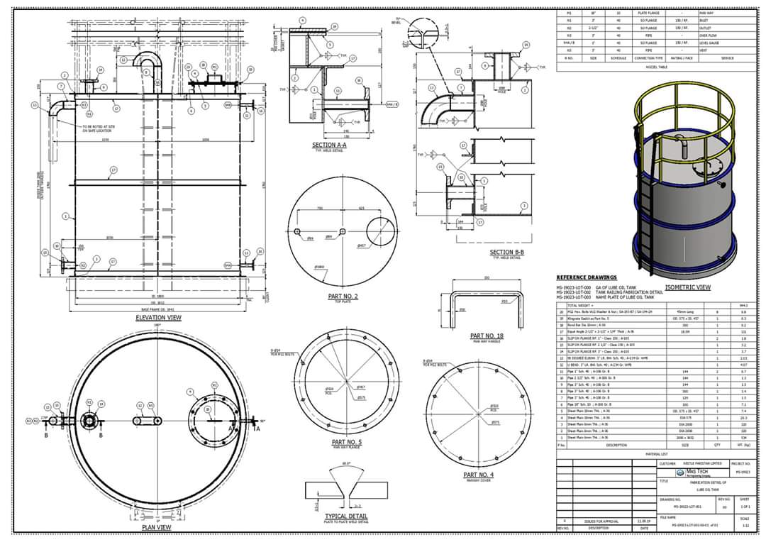 Draft And Design Pressure Vessel Storage Tank And Heat Exchanger Drawings 