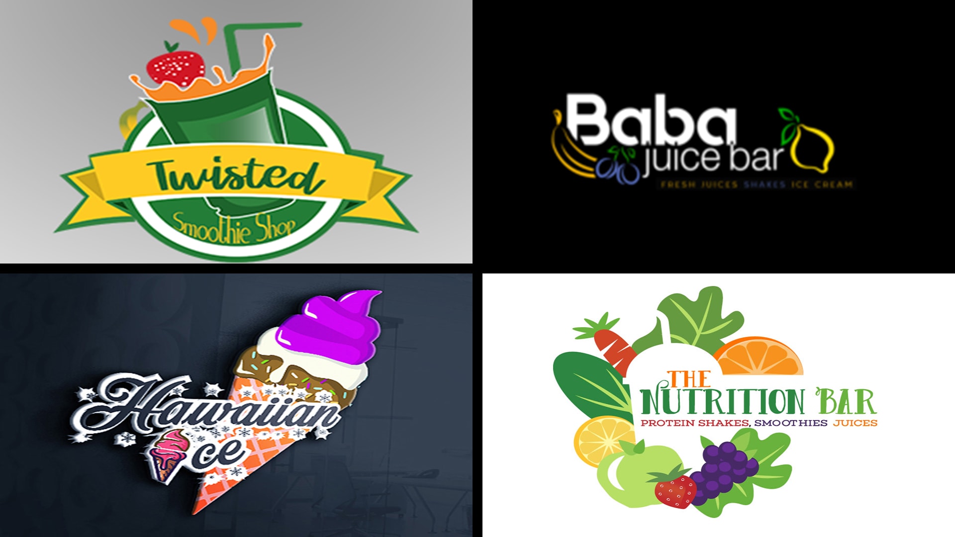 Fresh fruit drink bar logo icon flat juice Vector Image
