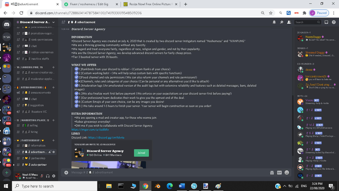 Make You Advanced Discord Server By Noshemesu Fiverr - roblox not playing sound with discord vc