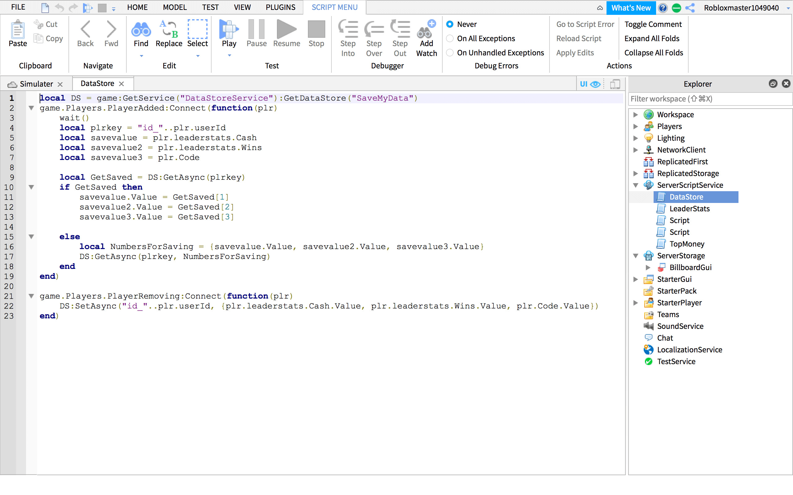 Script A Roblox Game For You Ill Also Make You A Banner Ad By Modern Username - roblox how to save data using datastore service