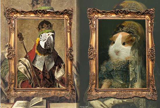 Create custom royal pet portrait renaissance historical pet