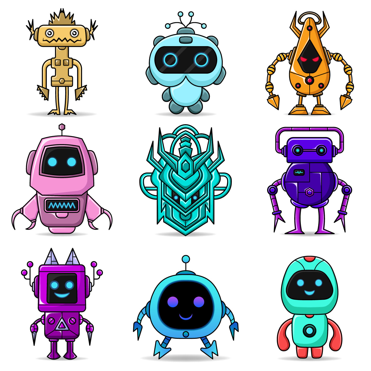 créer une conception de robot d'illustration vectorielle mignonne