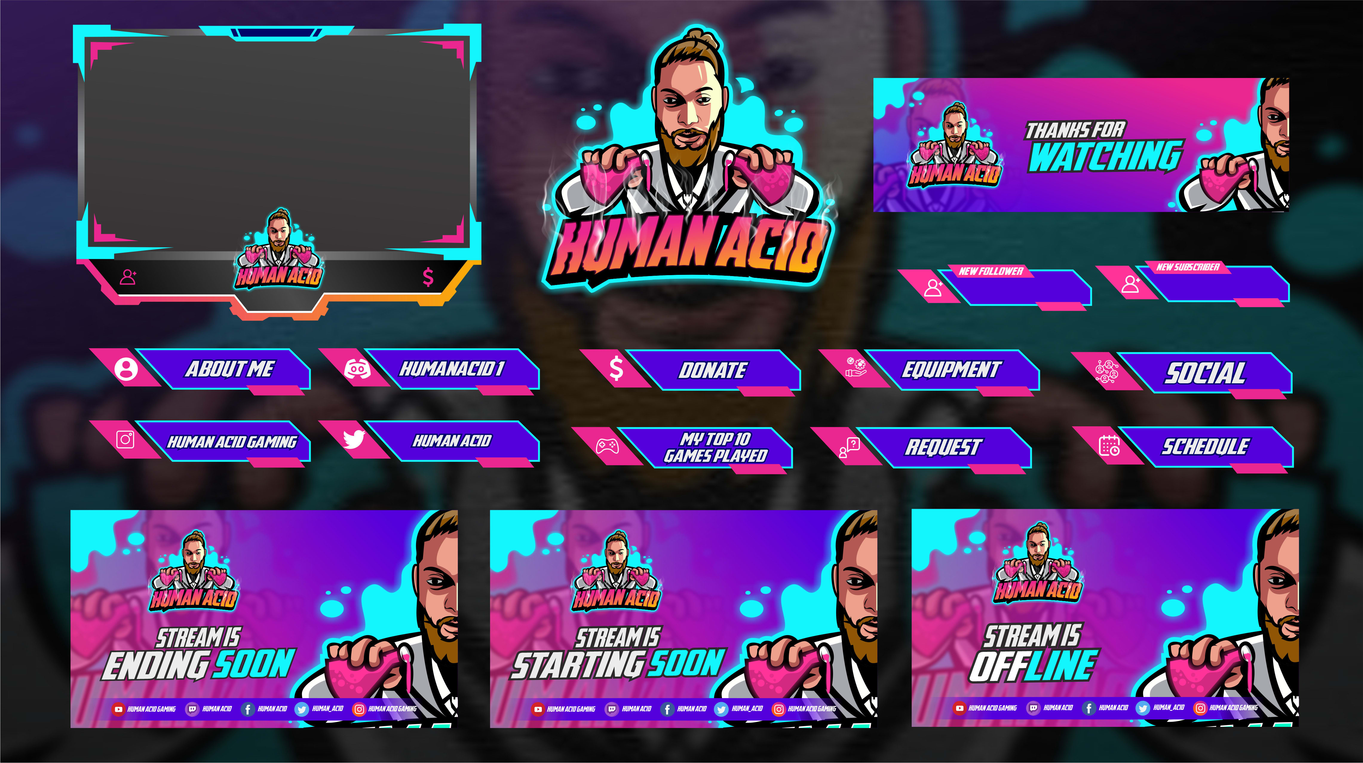 Design twitch and mixer overlay and mascot logo for streamer by