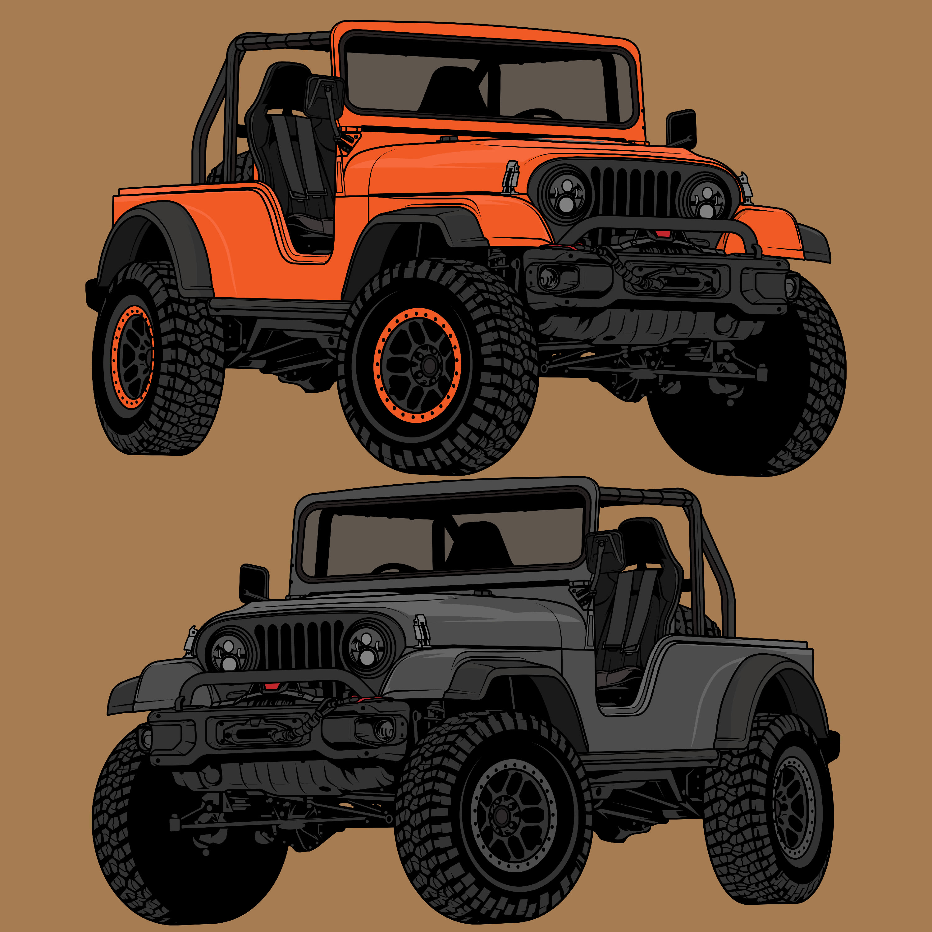 Jeep Wrangler TJ vector drawing